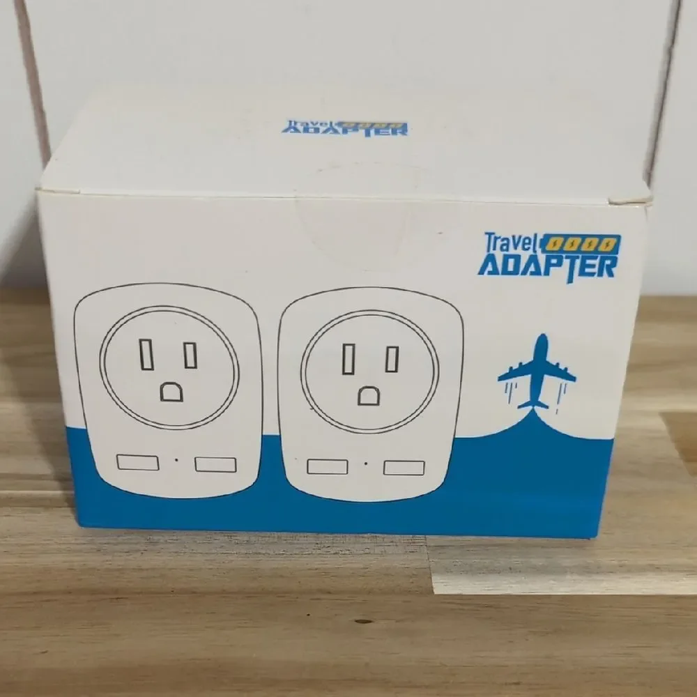 2 Pack European Travel Adapter Plug With USB White